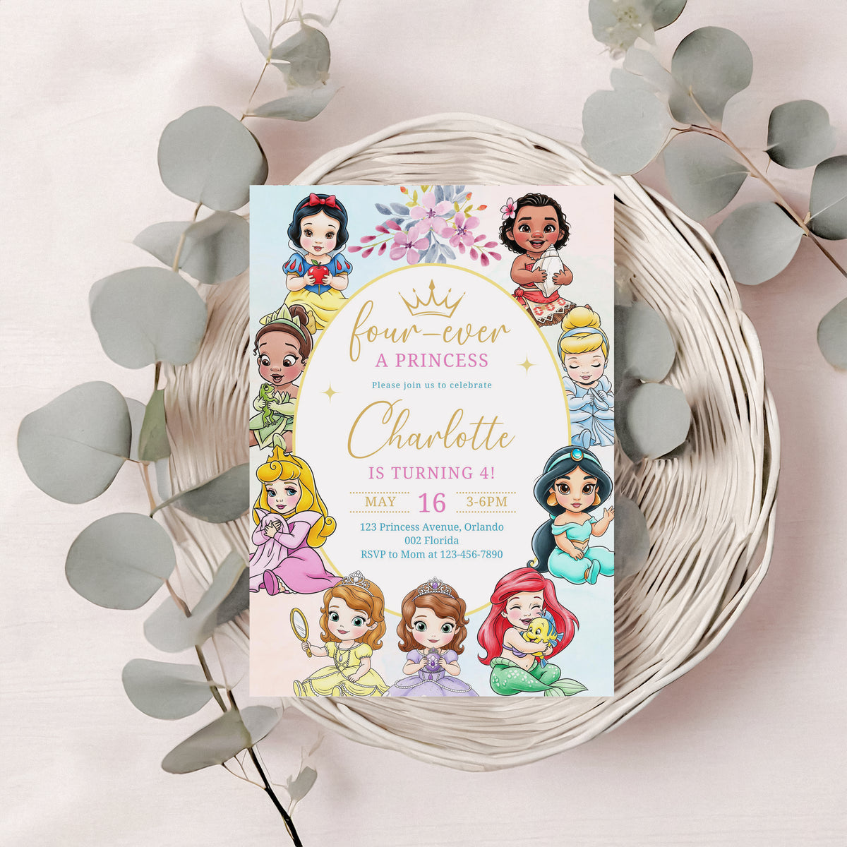 Editable Princess Invitation, Royal Princess 1st Birthday Invite, Girl Princess Theme, Princess Party Invite Digital Download, Evite 0665