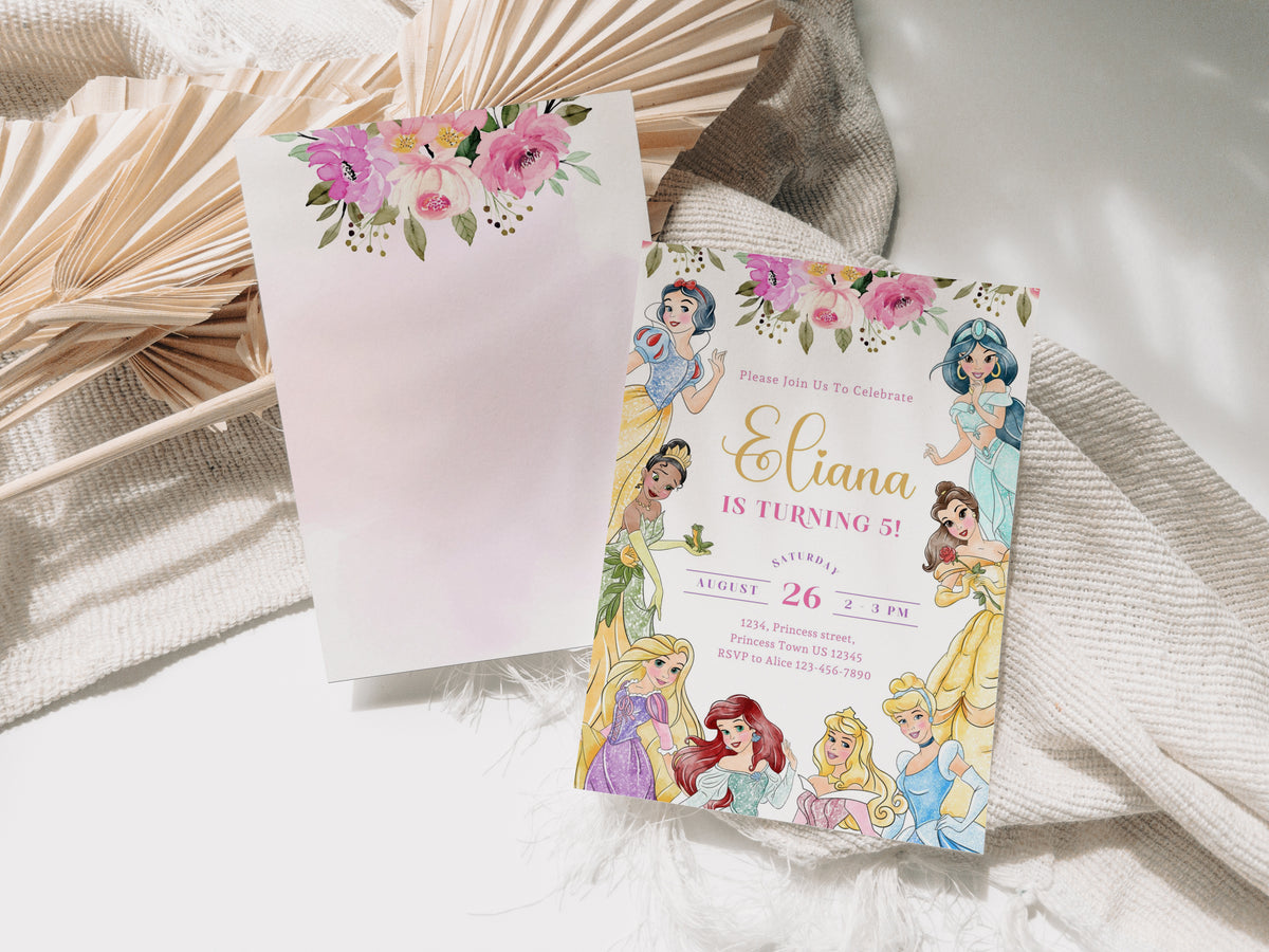 Princess Birthday Invitation Template, Printable Invitation, Girl Birthday, Evite, Digital Invite, - 0722