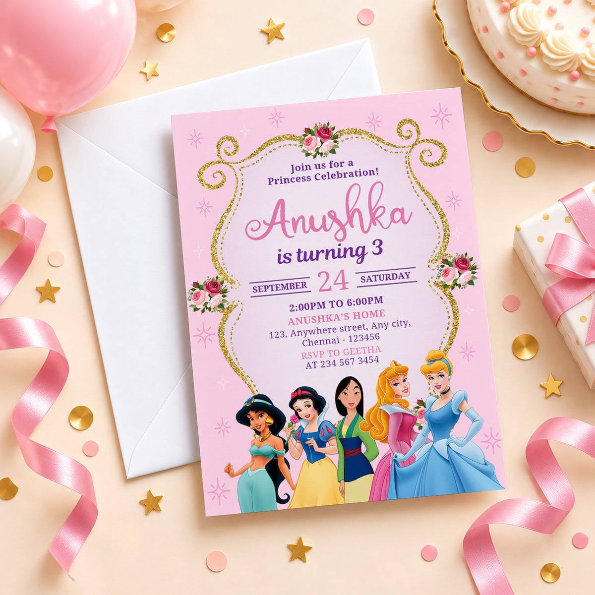 Princess Birthday Invitation | Digital & Printed