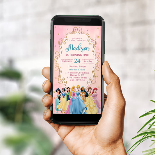 Editable Princess Invitation, Royal Princess Birthday Invite, Girl Princess Theme, Princess Party Invite Digital Download, Evite 0629