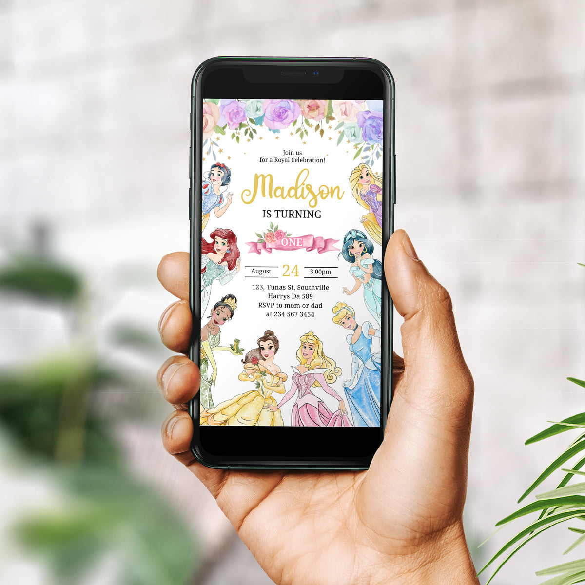 Editable Princess Invitation, Royal Princess Birthday Invite, Girl Princess Theme, Princess Party Invite Digital Download, Evite 0301