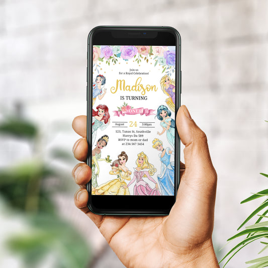 Editable Princess Invitation, Royal Princess Birthday Invite, Girl Princess Theme, Princess Party Invite Digital Download, Evite 0301