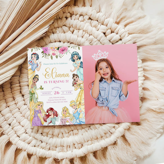 Princess Photo Birthday Invitation Template, Printable Photo Invitation, Girl Birthday, Evite, Digital Invite 0722