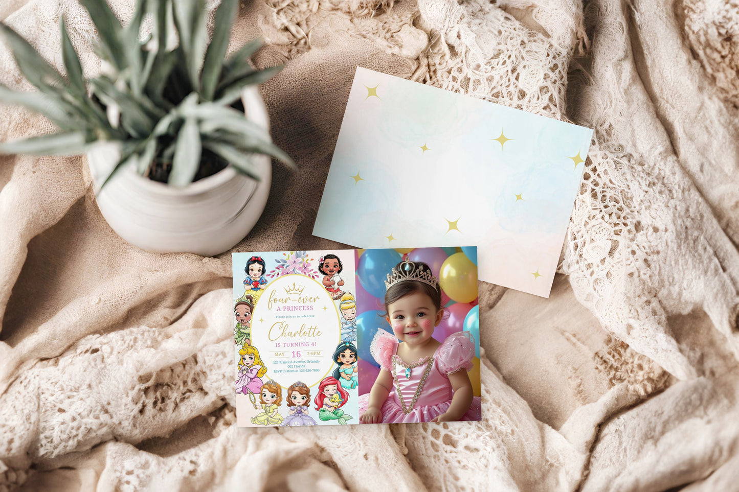 Princess Photo Birthday Invitation Template, Printable Photo Invitation, Girl Birthday, Evite, Digital Invite 0665