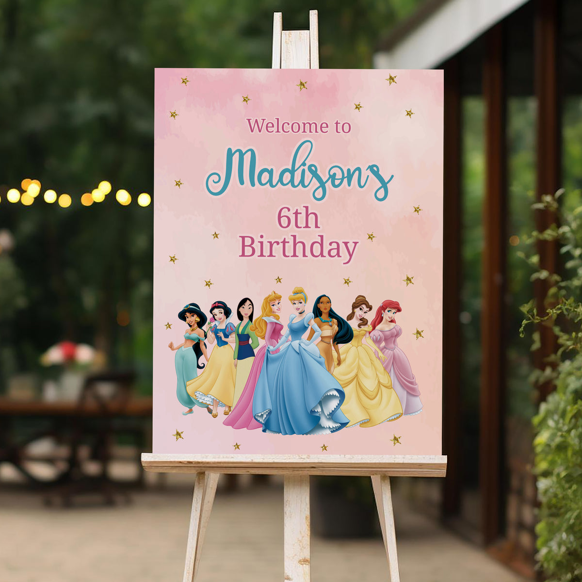 Princess Welcome Sign, Printable Sign Board, Girl Birthday, Digital Download, Edit yourself, Corjl 0125