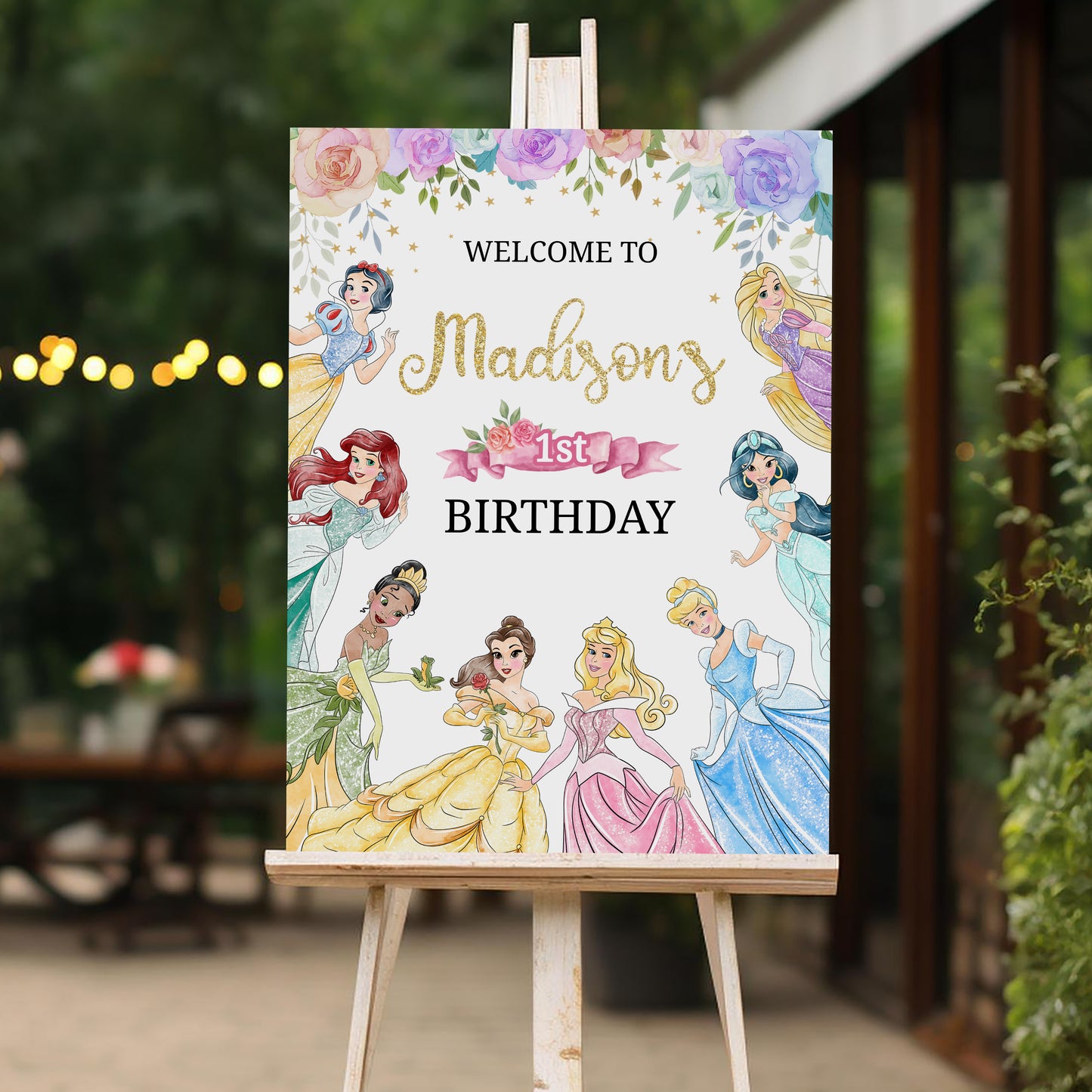 Princess Welcome Sign, Printable Sign Board, Girl Birthday, Digital Download, Edit yourself, Corjl 0301