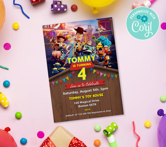 Toy Story Birthday Invitation Template, Printable Invitation, Boy Birthday, Evite, Digital Invite,  0011