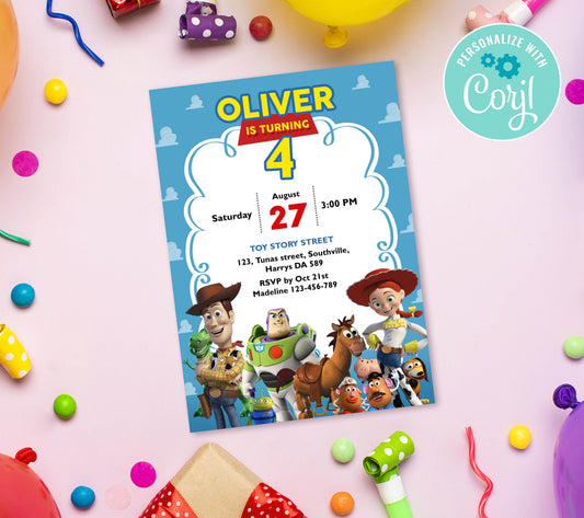 Toy Story Birthday Invitation Template, Printable Invitation, Boy Birthday, Evite, Digital Invite, 0134