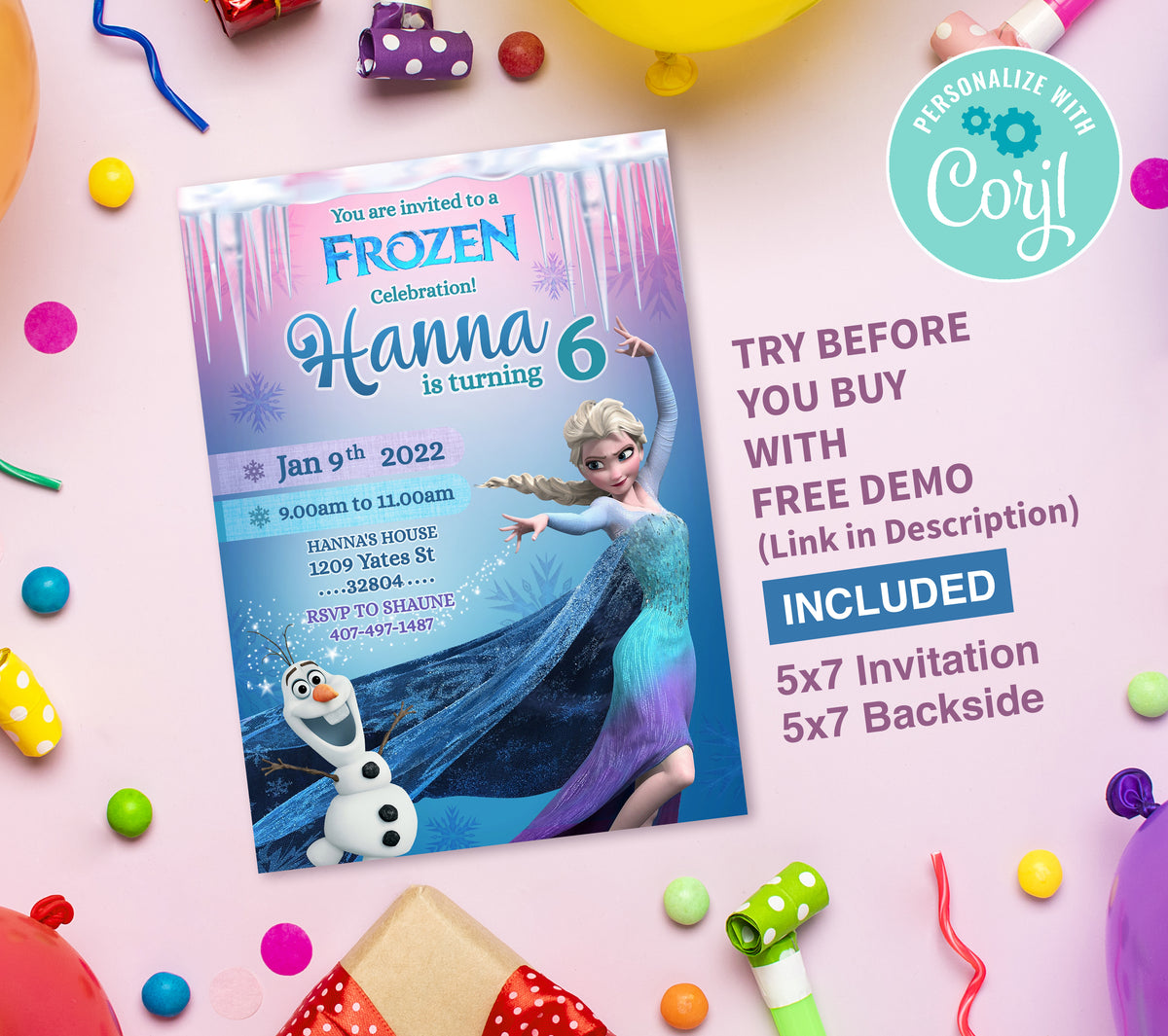 Frozen Birthday Invitation Template, Printable Invitation, Girl Birthday, Evite, Digital Invite,  0043