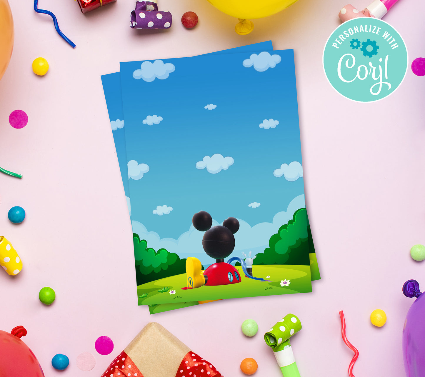 Mickey Birthday Invitation Template, Printable Invitation, Girl Birthday, Evite, Digital Invite, 0151