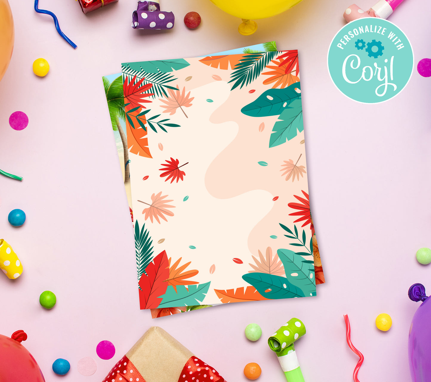 Baby Moana Birthday Invitation Template, Printable Invitation, Girl Birthday, Evite, Digital Invite, Edit yourself Corjil 0003