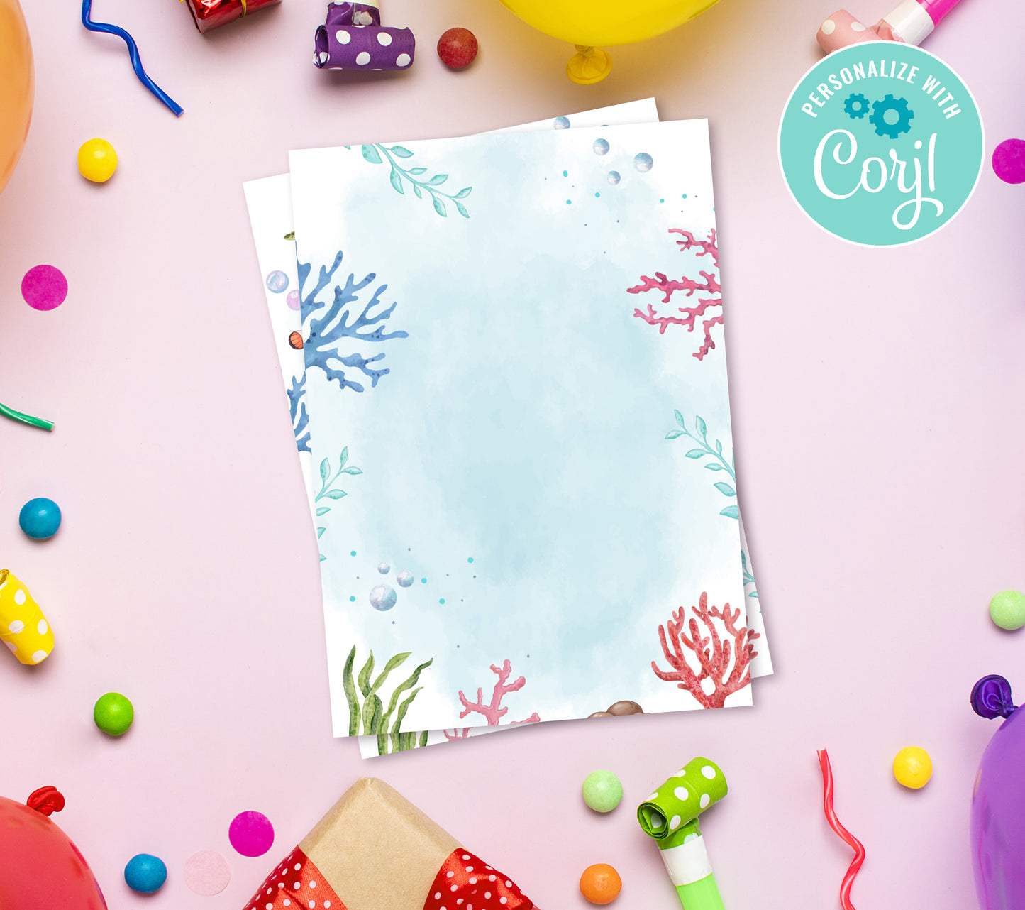 Under the Sea Birthday Invitation Template, Printable Invitation, Boy Birthday, Evite, Digital Invite,  0279