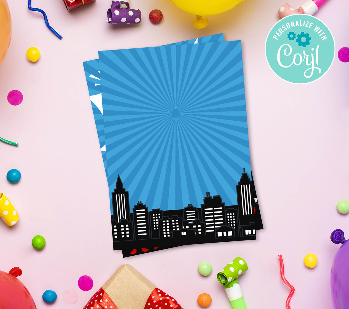 Superhero Birthday Invitation Template, Printable Invitation, Boy Birthday, Evite, Digital Invite,  0127
