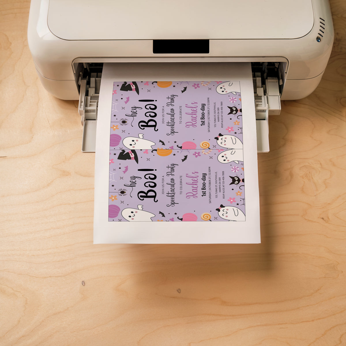 Editable Purple Halloween Birthday Invitation Hey Boo Ghost Party Spooktacular Halloween Party Halloween Birthday Instant Download 0376