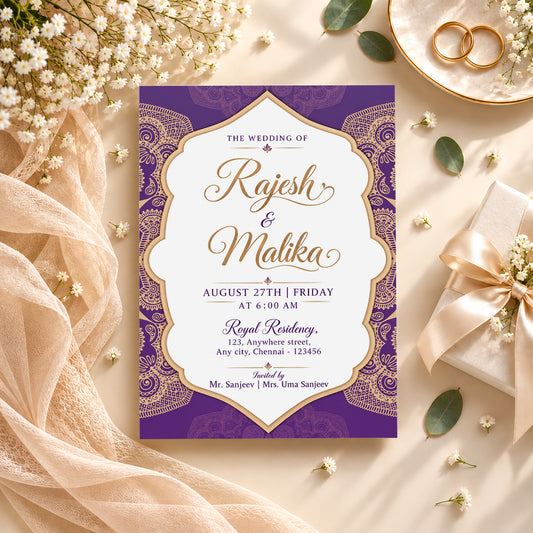 Purple Floral Palette Wedding Invitation | Digital & Printed