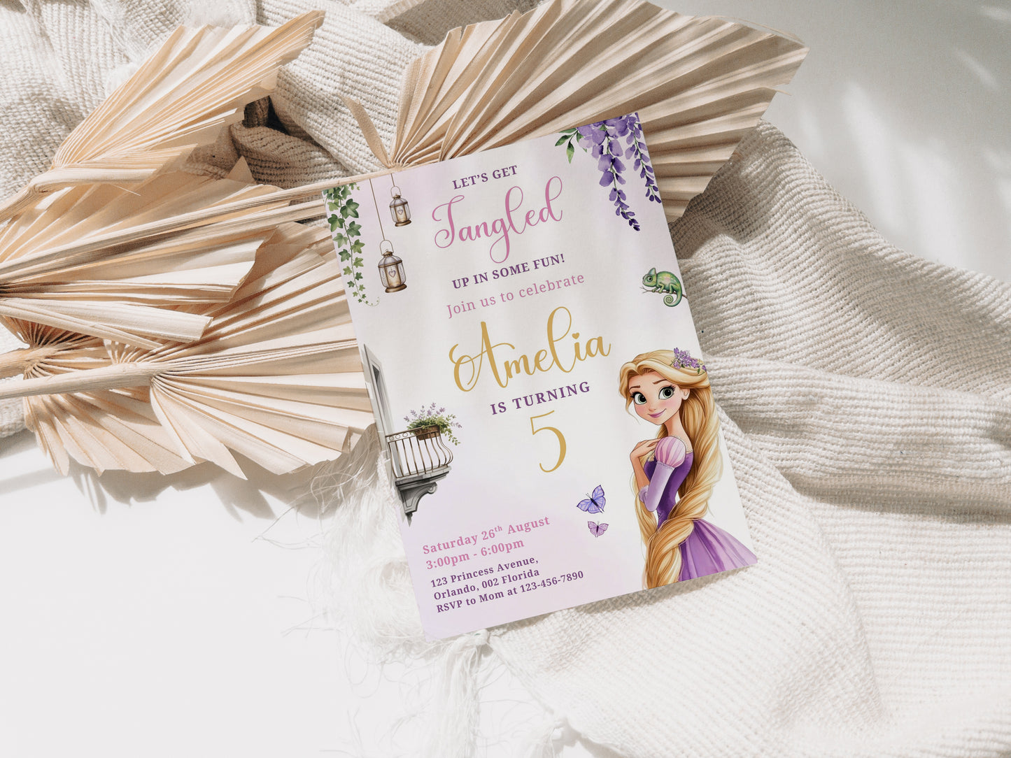 Rapunzel Birthday Invitation, Rapunzel Invite Template, Birthday Template, Rapunzel Birthday Invite 0717