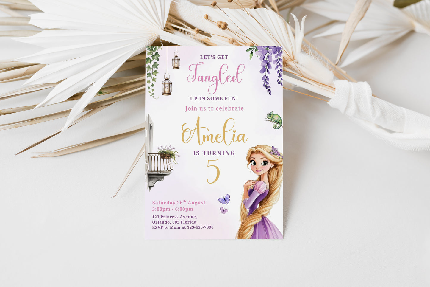 Rapunzel Birthday Invitation, Rapunzel Invite Template, Birthday Template, Rapunzel Birthday Invite 0717