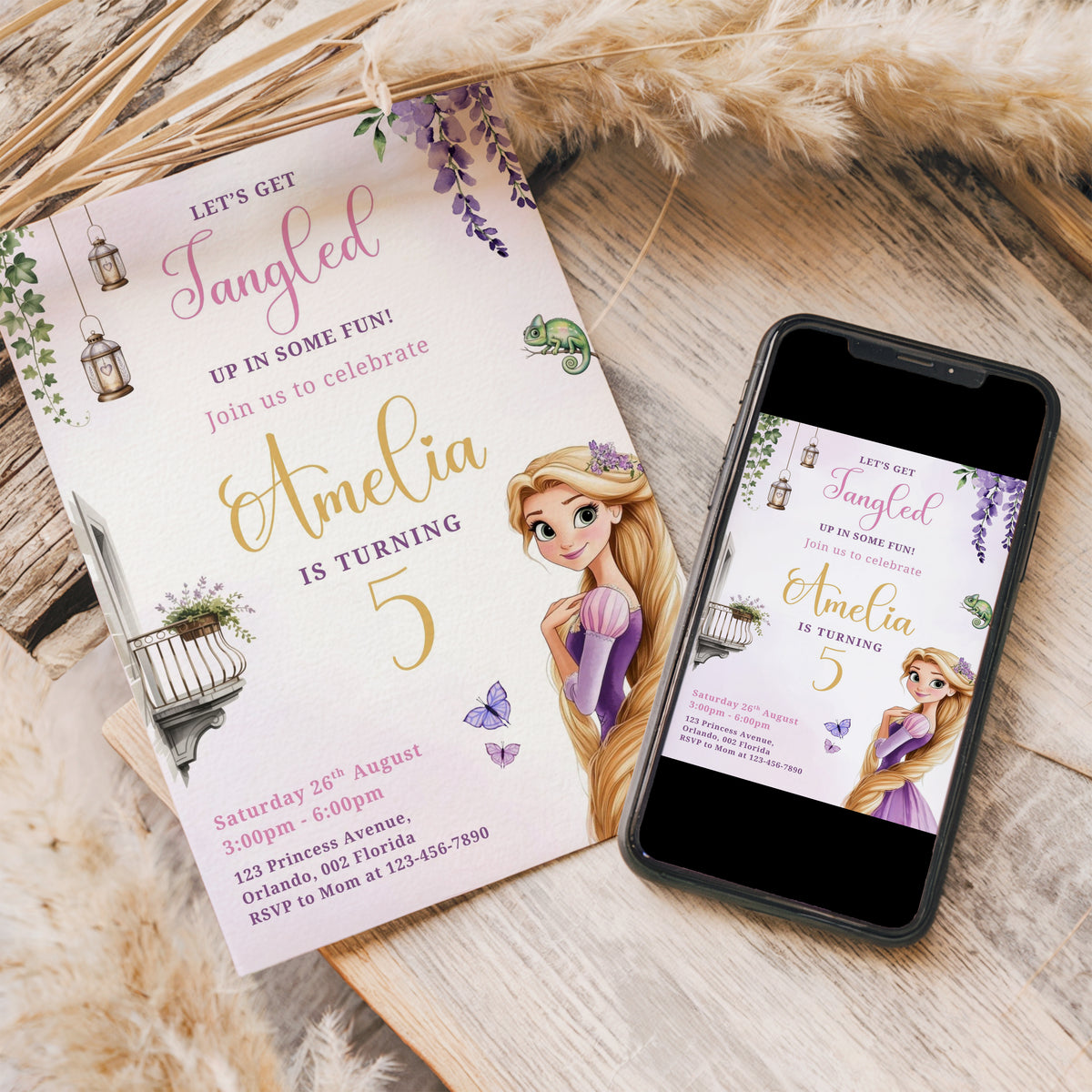 Rapunzel Birthday Invitation, Rapunzel Invite Template, Birthday Template, Rapunzel Birthday Invite 0717
