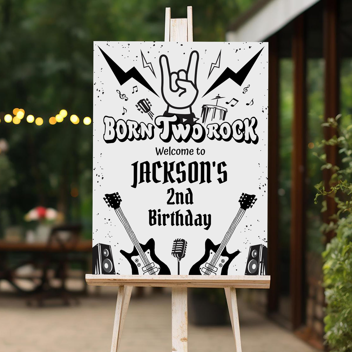 Rock and Roll Welcome Sign, Printable Sign Board, Boy Birthday, Digital Download, Edit yourself, Corjl 0307