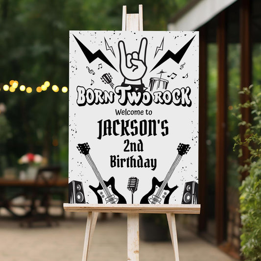 Rock and Roll Welcome Sign, Printable Sign Board, Boy Birthday, Digital Download, Edit yourself, Corjl 0307