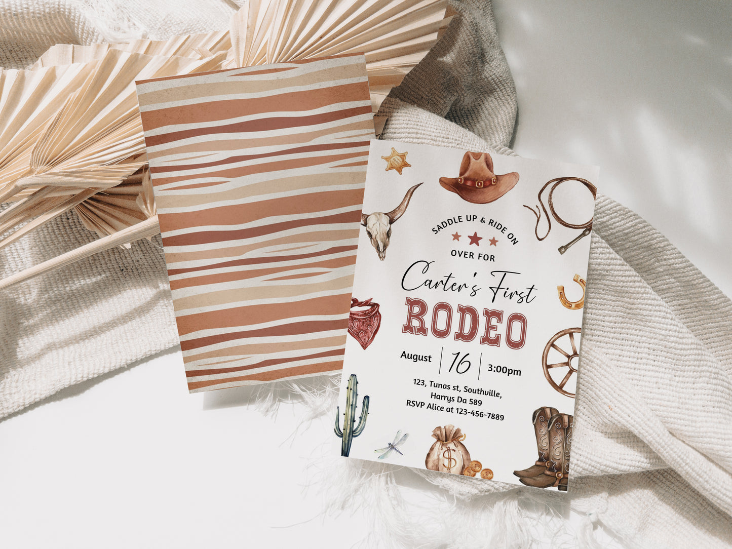 Editable My First Rodeo Invitation Cowboy Birthday Invite Wild West invitation Ranch Southwestern Template Printable Instant Download 0360