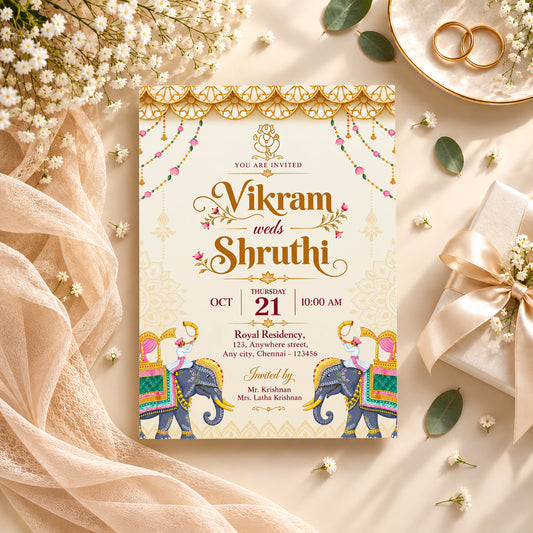 Royal Traditional Wedding Invitation | Digital & Printed
