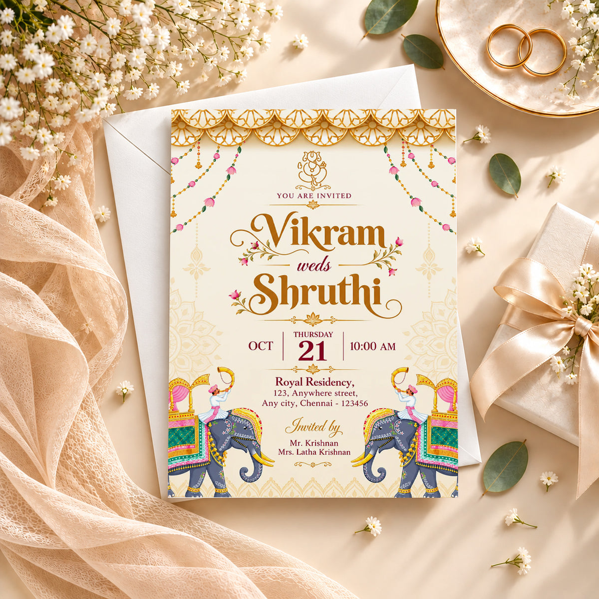 Royal Traditional Wedding Invitation | Digital & Printed