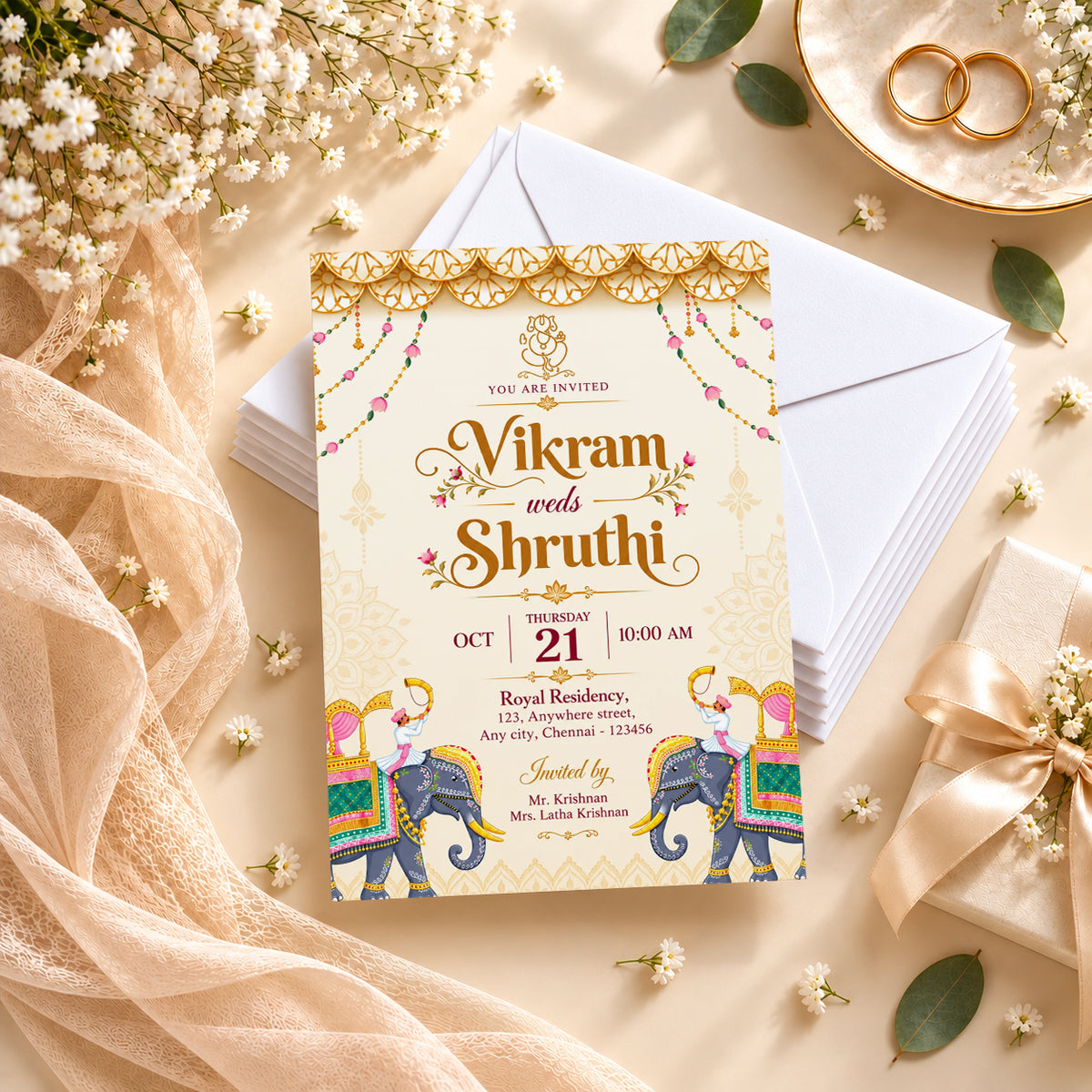 Royal Traditional Wedding Invitation | Digital & Printed