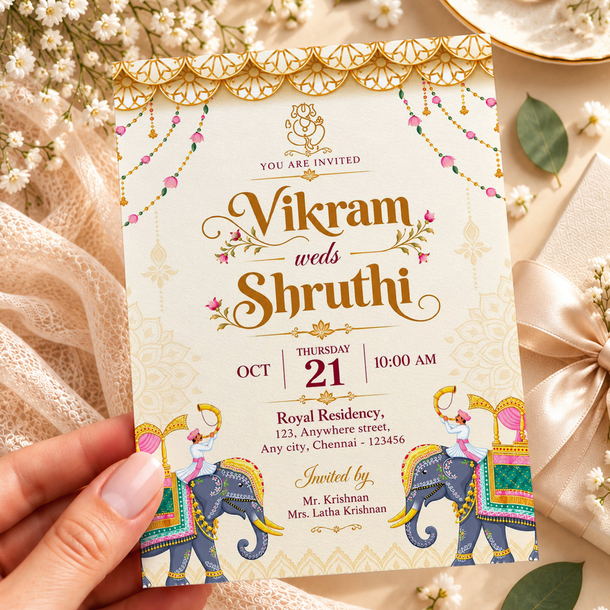 Royal Traditional Wedding Invitation | Digital & Printed