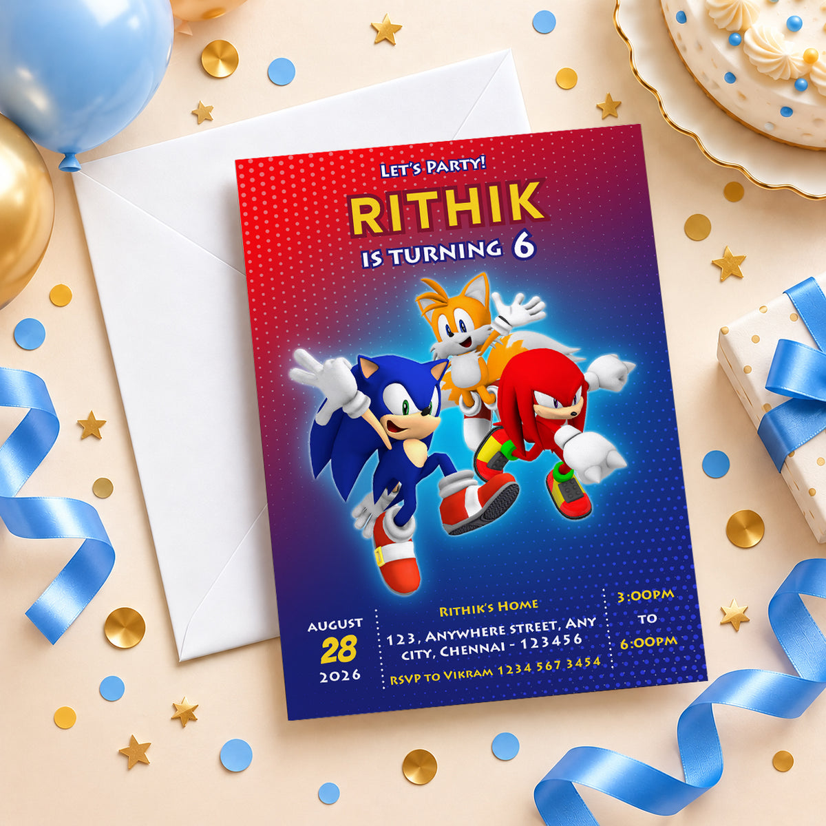 Sonic the Hedgehog Birthday Invitation – | Digital & Printed