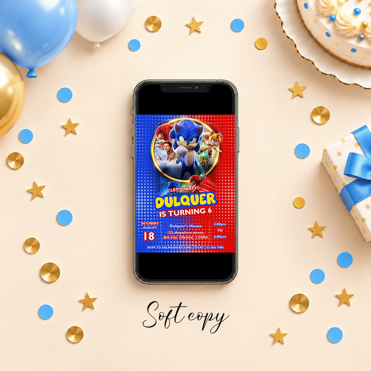 Sonic the Hedgehog Birthday Invitation | Digital & Printed