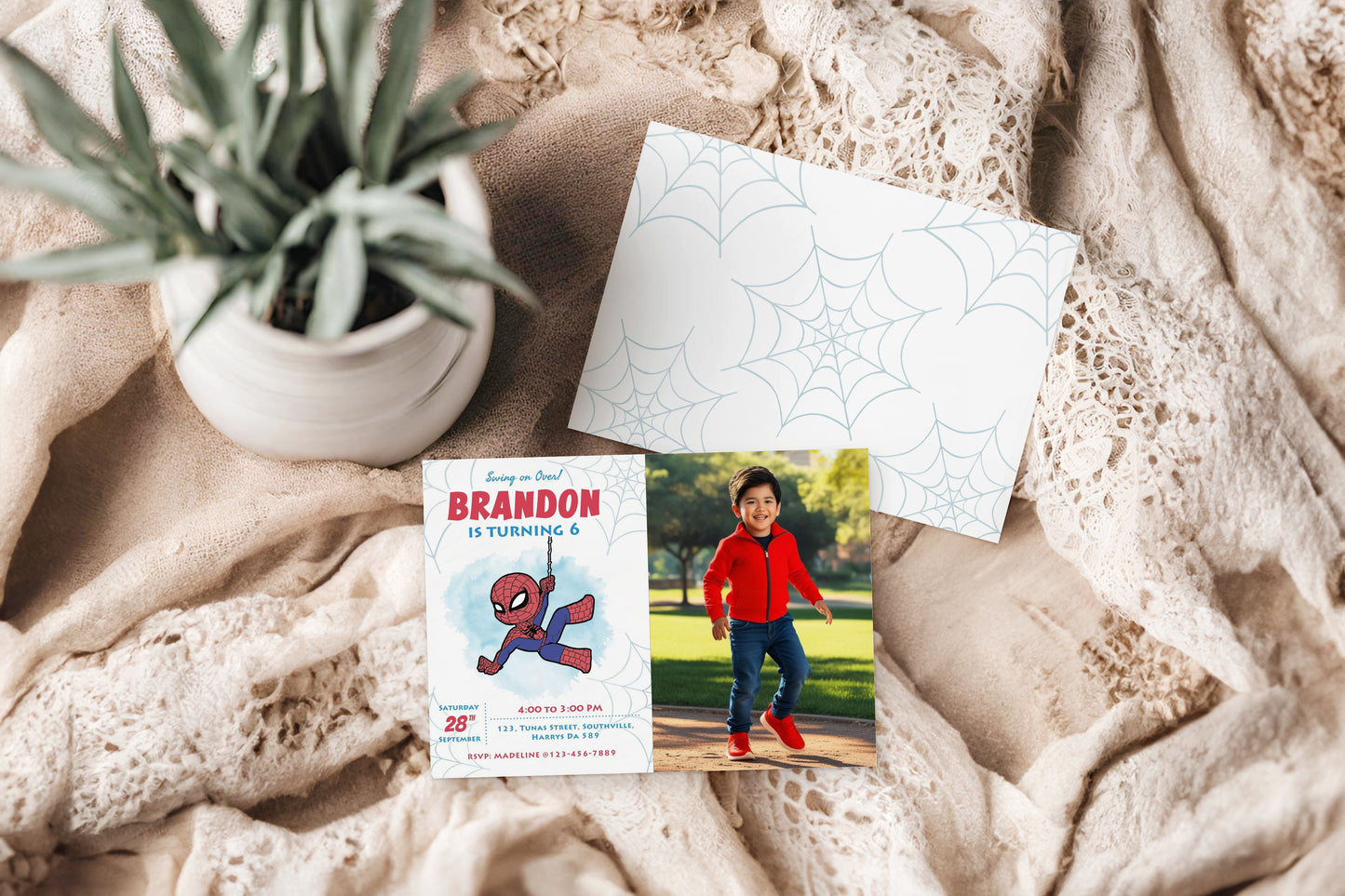 Spiderman Photo Birthday Invitation Template, Printable Photo Invitation, Boy Birthday, Evite, Digital Invite 0096