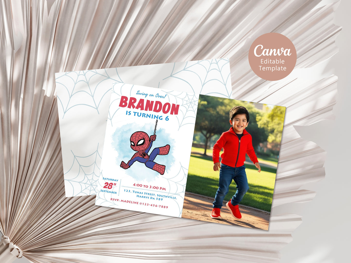 Spiderman Photo Birthday Invitation Template, Printable Photo Invitation, Boy Birthday, Evite, Digital Invite 0096