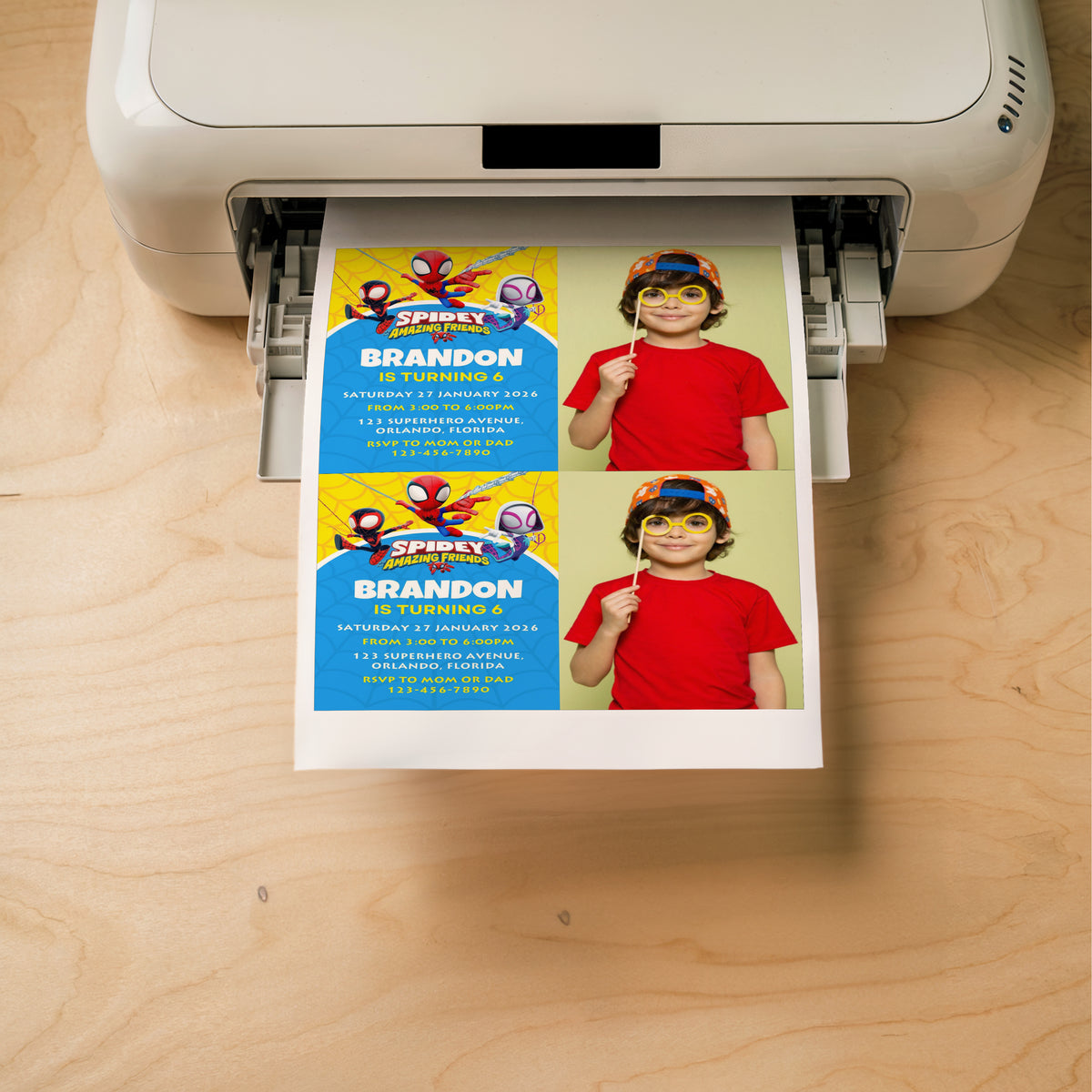 Spidey Photo Birthday Invitation Template, Printable Photo Invitation, Boy Birthday, Evite, Digital Invite, Edit yourself 0149