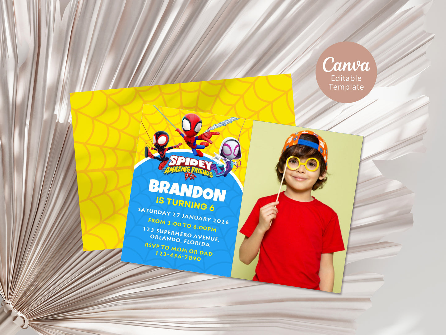 Spidey Photo Birthday Invitation Template, Printable Photo Invitation, Boy Birthday, Evite, Digital Invite, Edit yourself 0149