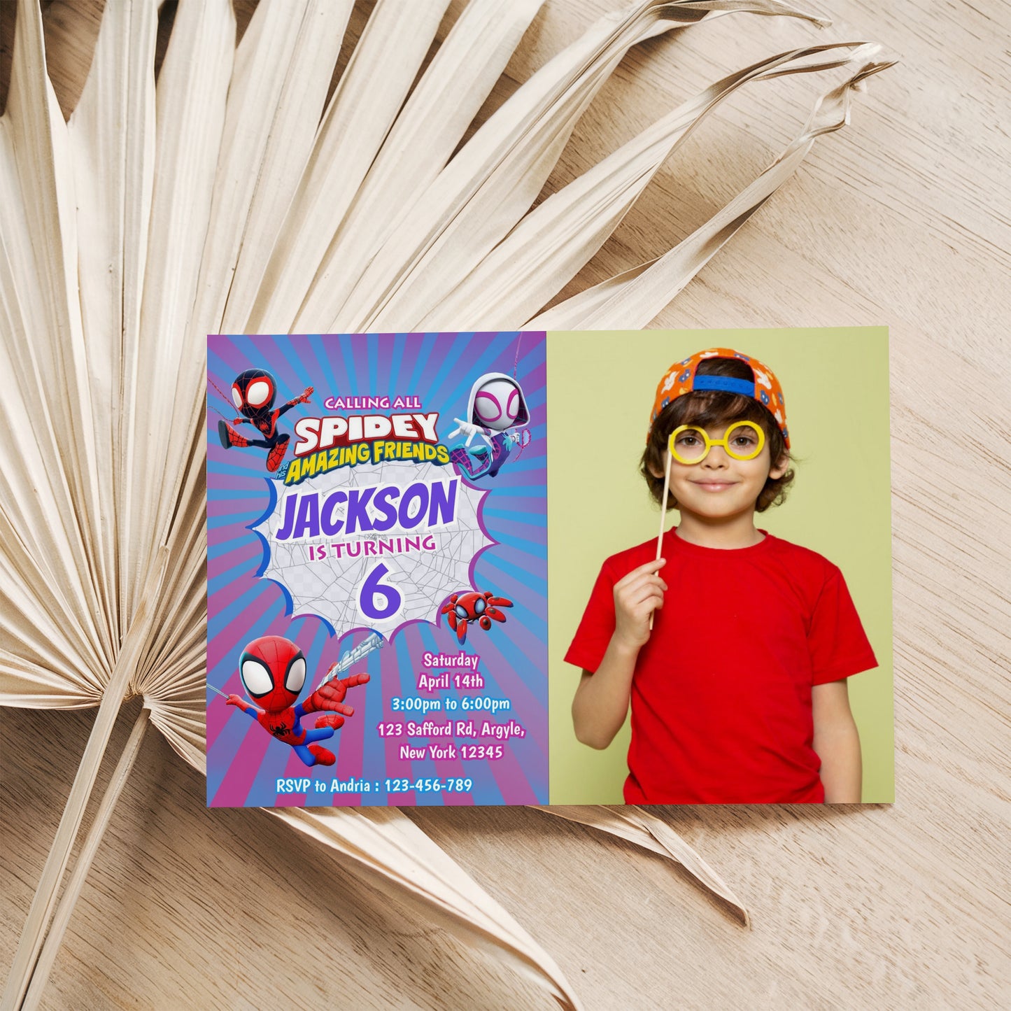 Spidey Photo Birthday Invitation Template, Printable Photo Invitation, Boy Birthday, Evite, Digital Invite,0026