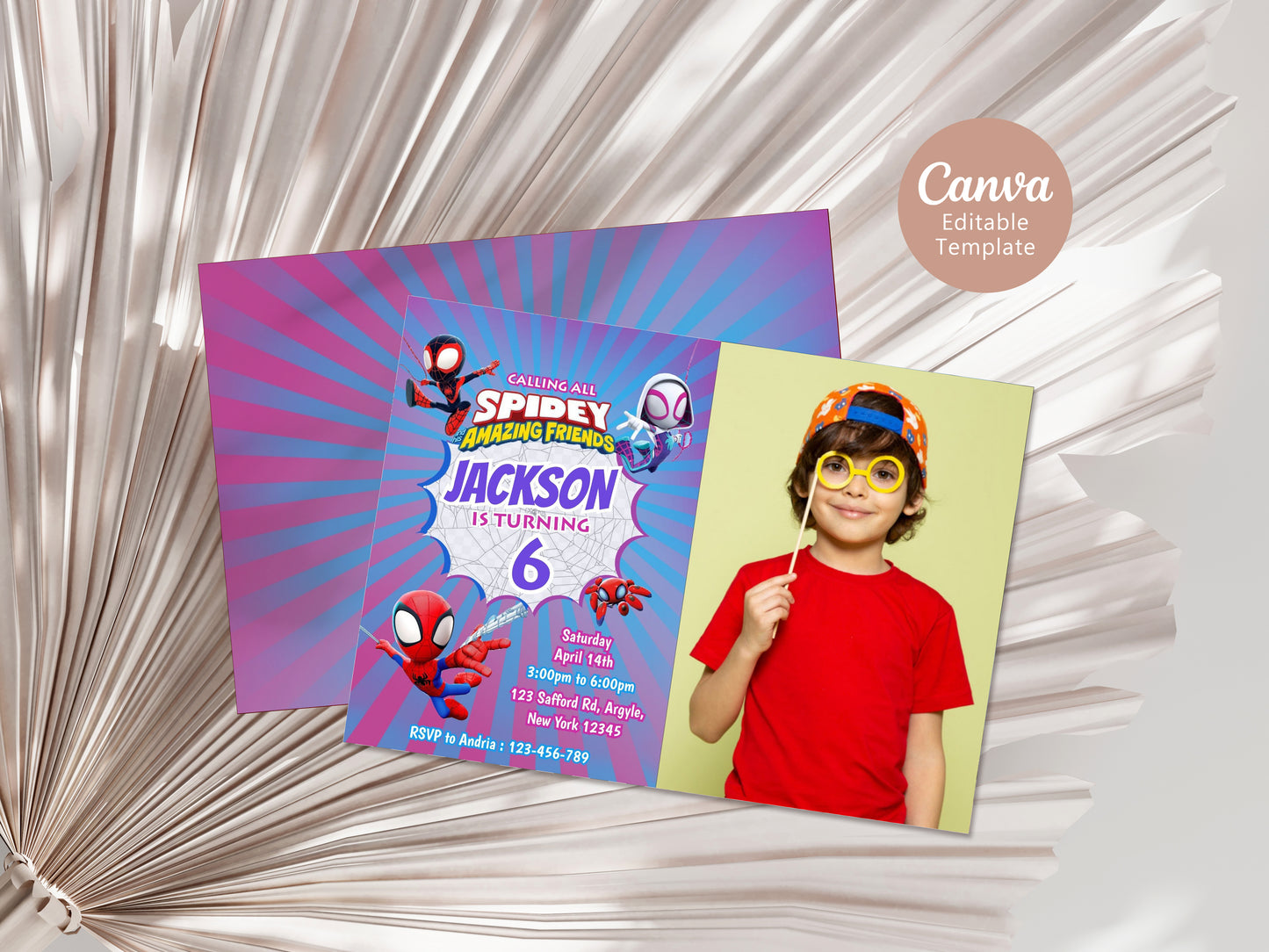 Spidey Photo Birthday Invitation Template, Printable Photo Invitation, Boy Birthday, Evite, Digital Invite,0026