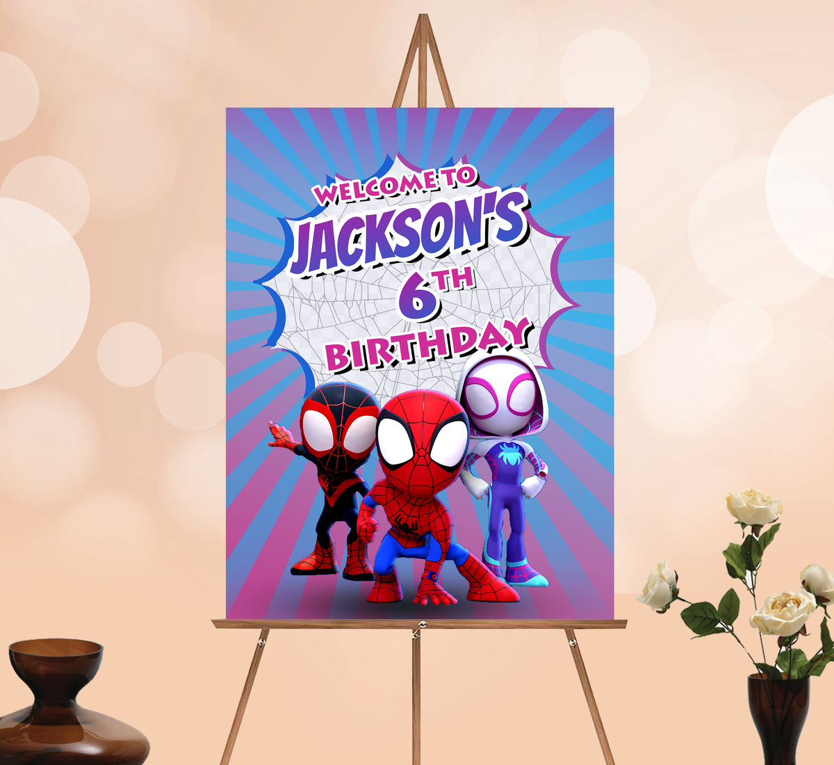 Spidey Welcome Sign, Printable Sign Board, Boy Birthday, Digital Download, Edit yourself, Corjl 0026