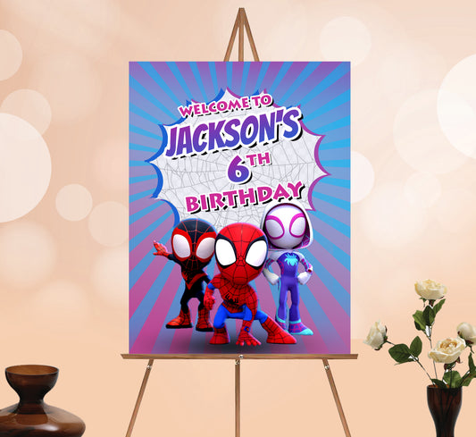 Spidey Welcome Sign, Printable Sign Board, Boy Birthday, Digital Download, Edit yourself, Corjl 0026
