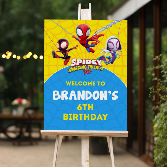 Spidey Welcome Sign, Printable Sign Board, Boy Birthday, Digital Download, Edit yourself, Corjl 0149