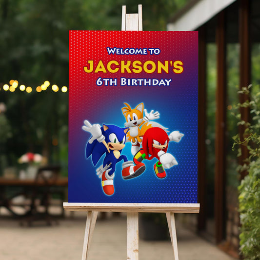 Sonic Welcome Sign, Printable Sign Board, Boy Birthday, Digital Download, Edit yourself, Corjl 0145