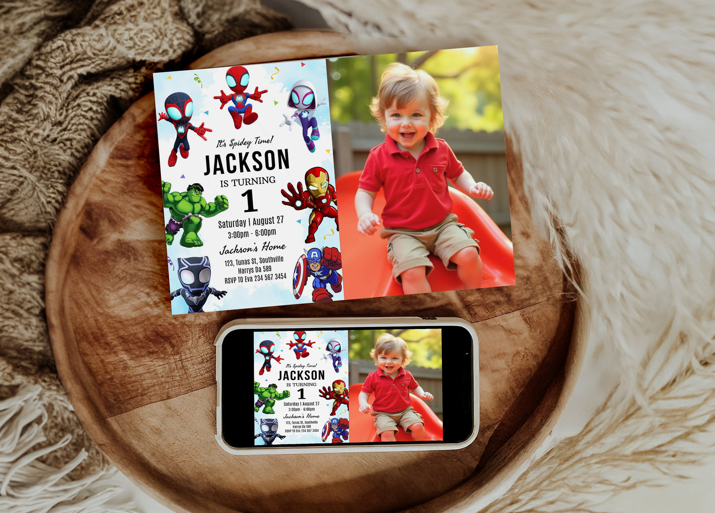 Superhero Photo Birthday Invitation Template, Printable Photo Invitation, Boy Birthday, Evite, Digital Invite, 0633