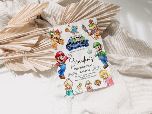 Super Mario Birthday Invitation Template, Printable Invitation, Boy Birthday, Evite, Digital Invite, 0701