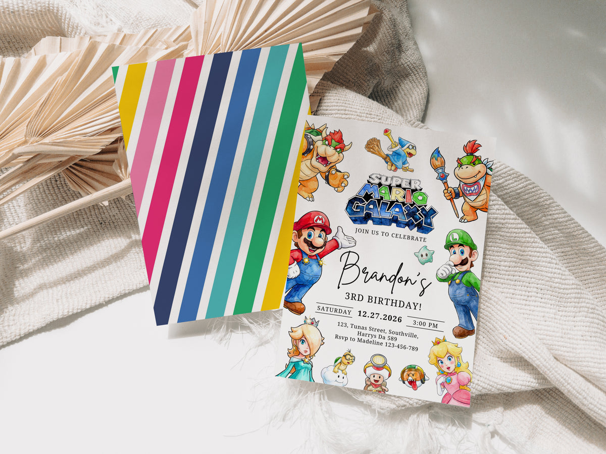 Super Mario Birthday Invitation Template, Printable Invitation, Boy Birthday, Evite, Digital Invite, 0701