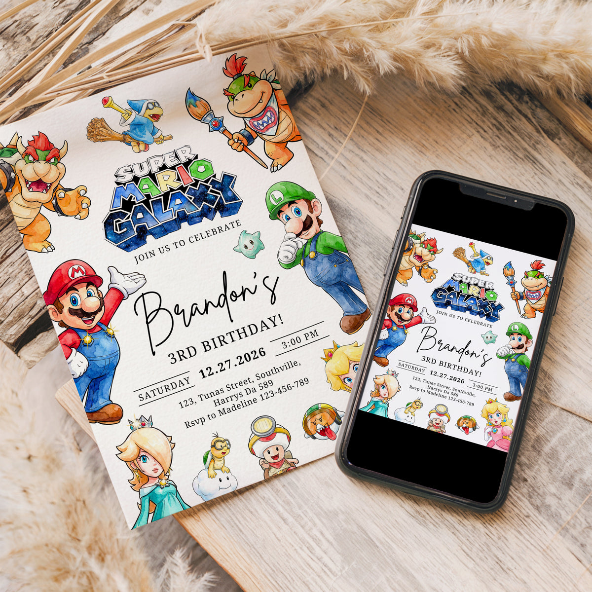 Super Mario Birthday Invitation Template, Printable Invitation, Boy Birthday, Evite, Digital Invite, 0701
