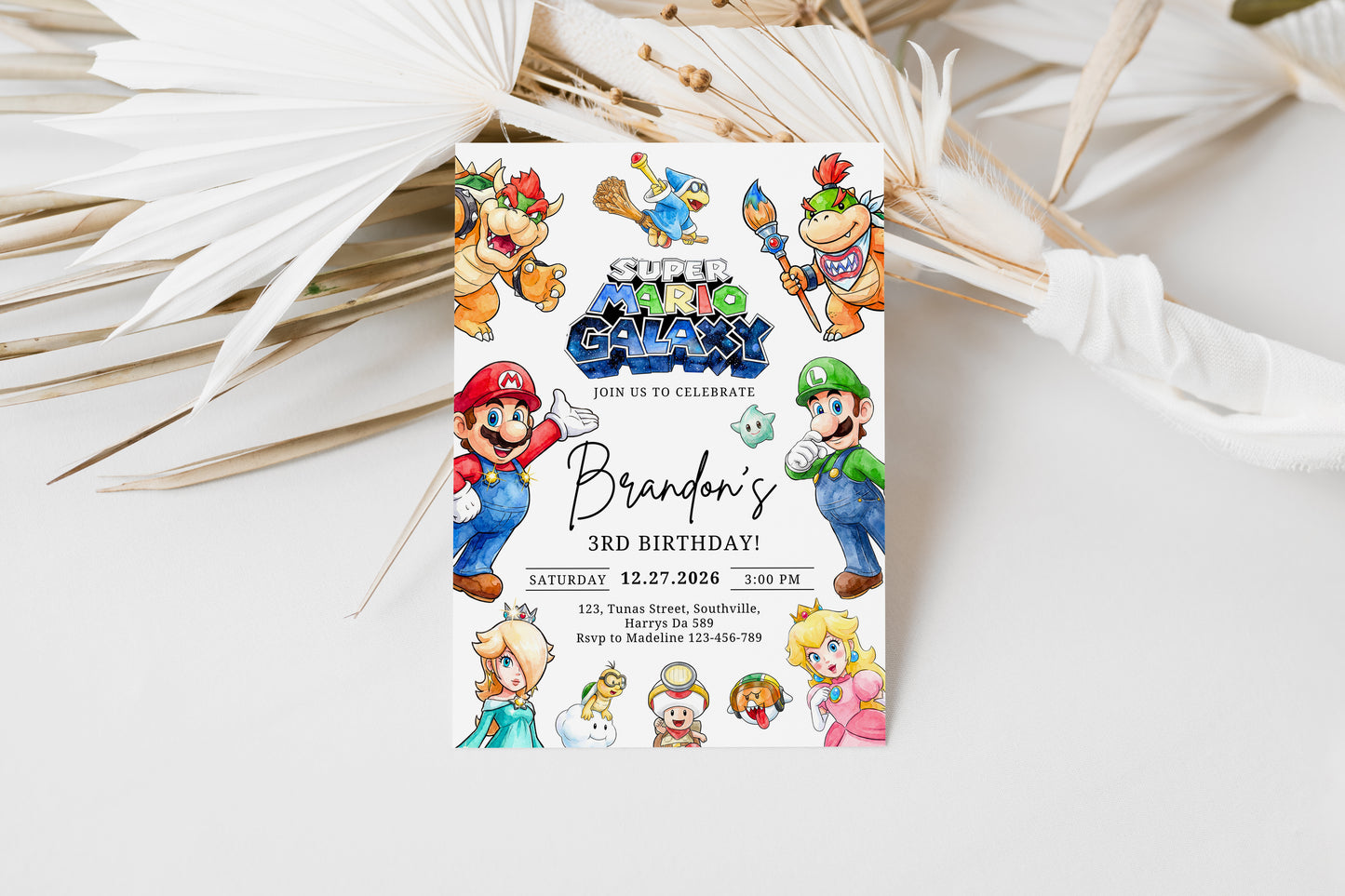 Super Mario Birthday Invitation Template, Printable Invitation, Boy Birthday, Evite, Digital Invite, 0701