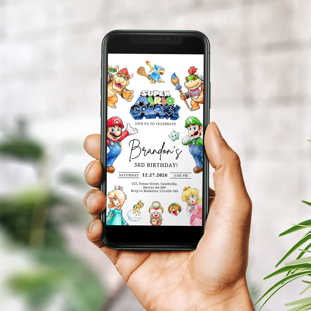 Super Mario Birthday Invitation Template, Girl Birthday, Evite, Digital Invite, 0701