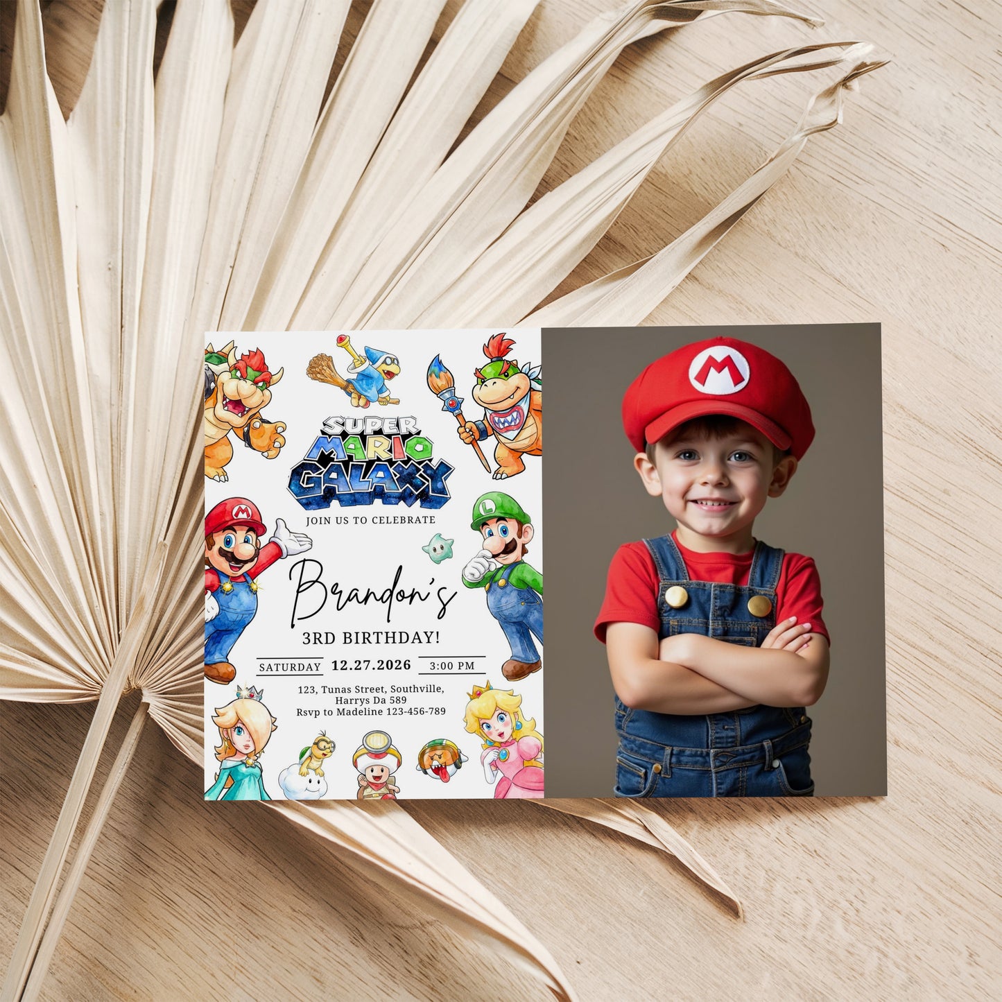 Mario Galaxy Birthday Invitation, Digital Editable Canva Template, Instant Download 0701