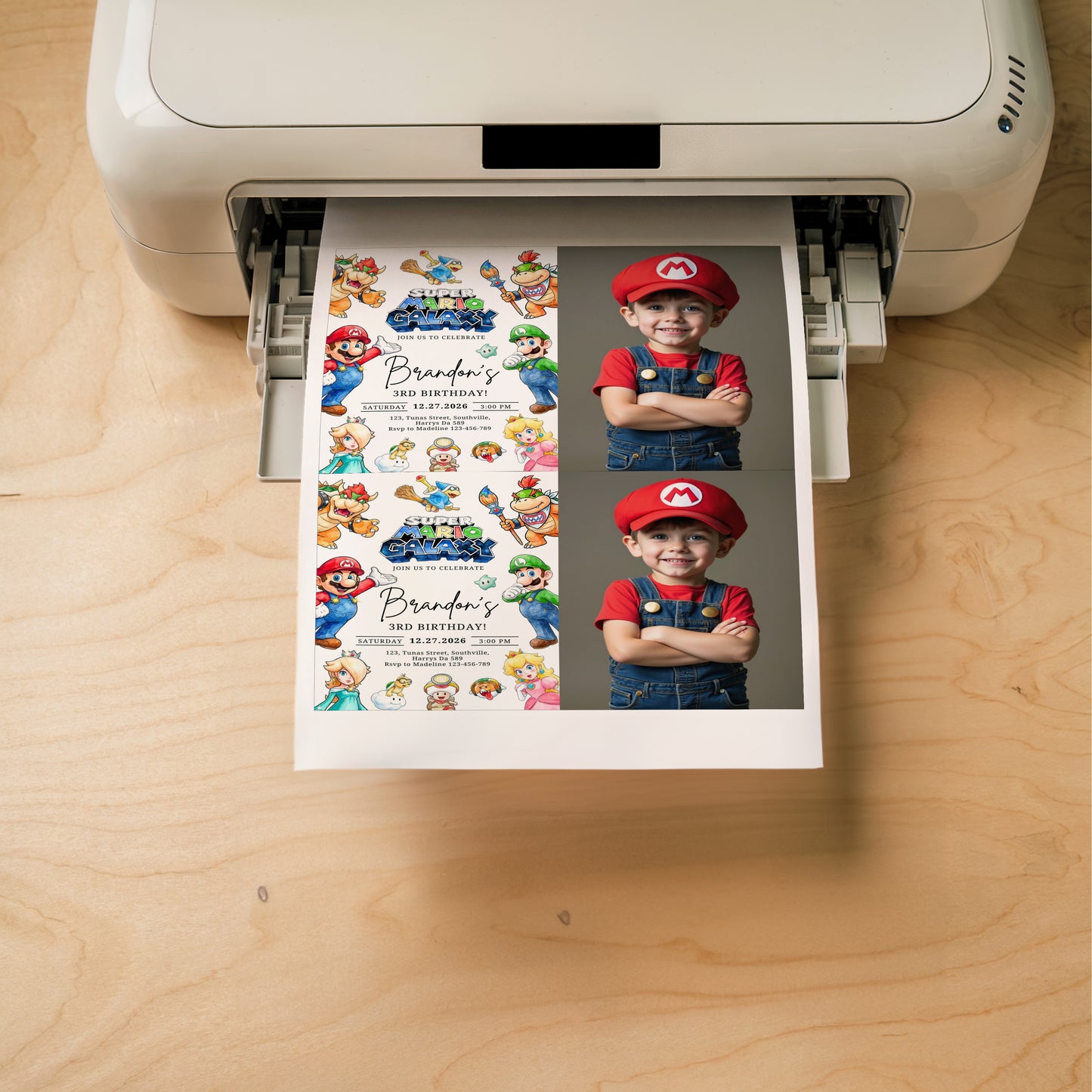 Mario Galaxy Birthday Invitation, Digital Editable Canva Template, Instant Download 0701