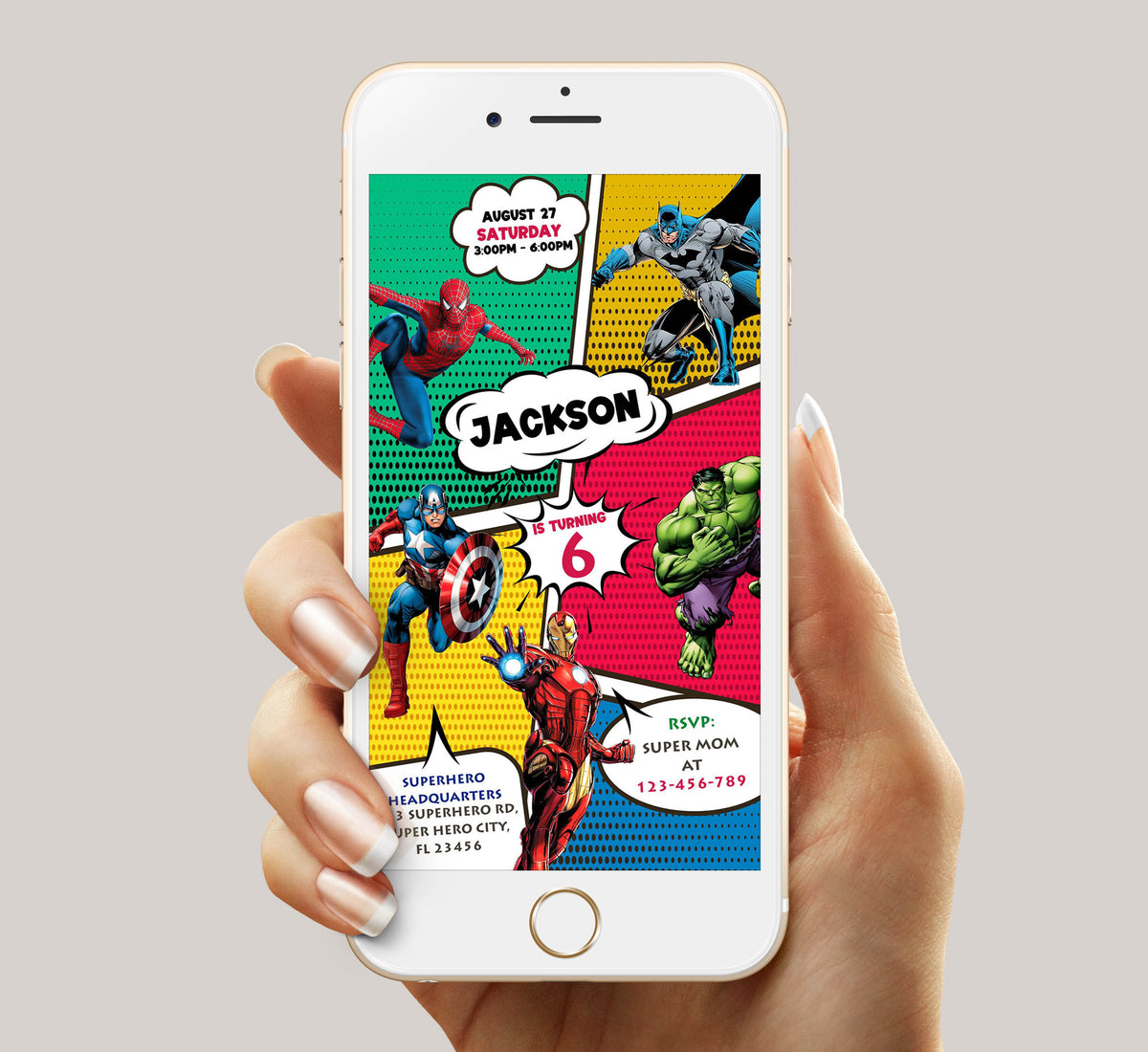 Superhero Birthday Invitation Template, Boy Birthday, Evite, Digital Invite, 0030